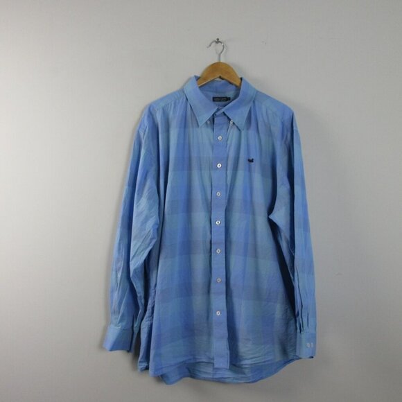 Southern Marsh Men's Check Dress Shirt 2X Blue Wrinkle Free Casual 324 - Picture 1 of 11